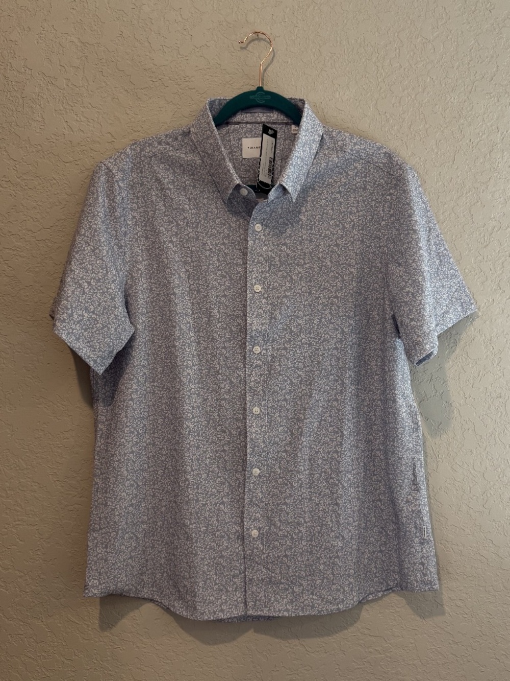 NWT Men's 7 Diamonds Short Sleeve Button Down Blue Floral L